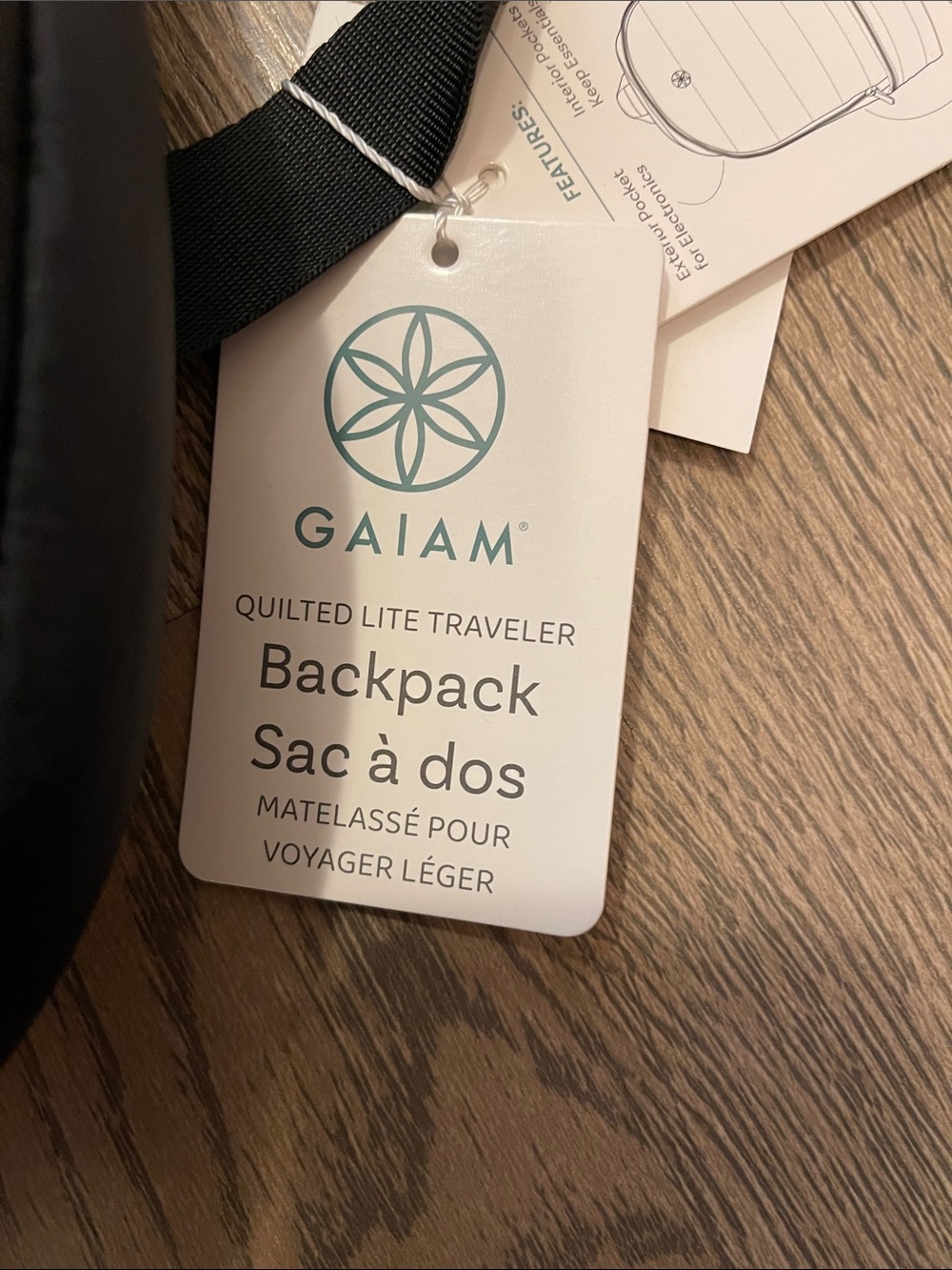 Gaiam Black Quilted Lite Traveller Backpack - Picture 2 of 16